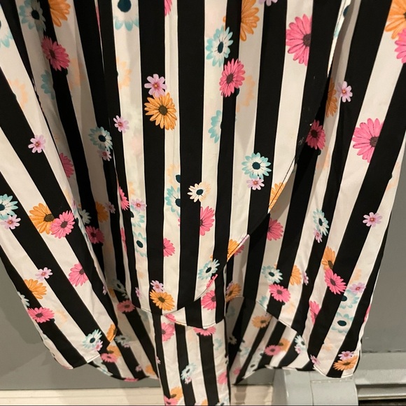 Bongo Dress Girls High Low Black Pink Stripe Floral Size 12 - Picture 3 of 6